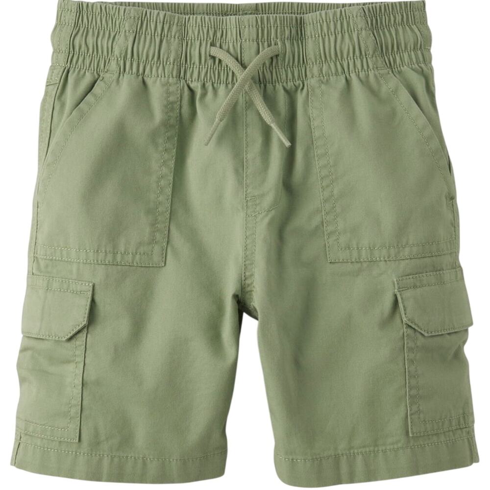 NWT The Children's Place Boys Green Pull On Cotton Cargo Shorts Size 4T